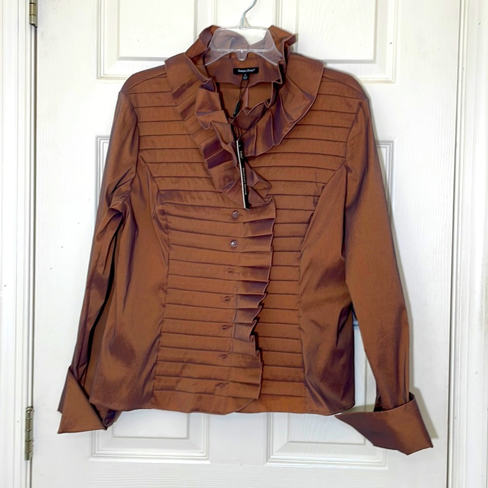 NWT Samuel Dong Classy Stylish Dress Jacket Metallic Light Brown Size XL